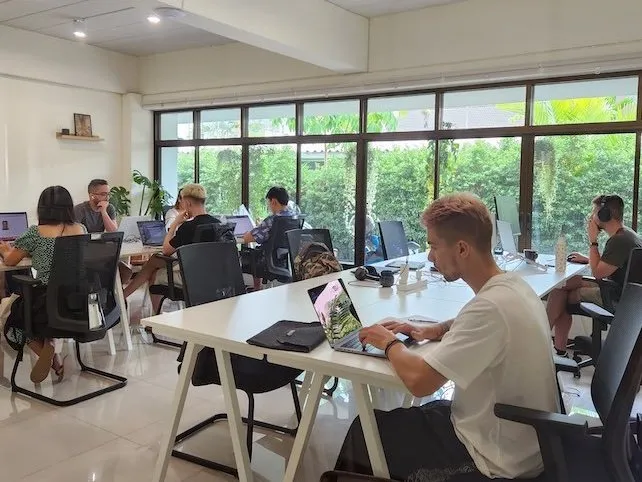 Coworking space with coliving members