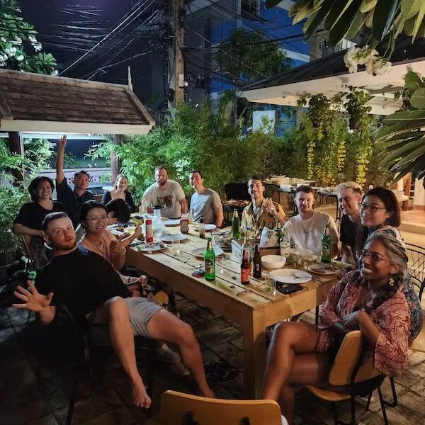 Coliving space members together at a BBQ